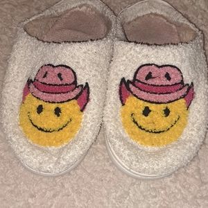 Preppy Cowgirl Smiley Face Slippers